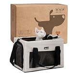 【軽快キャリー】猫 きゃりーバッグ ペットキャリー 持ち運び4WAY 猫用・特小型犬・うさぎ ケージ 小動物用 5kgまで 変形しない 4面メッシュ コンパクトに折りたたみ 『急な防災、アウトドアに大活躍！』Totoro ball DYJCGL002 (ホワイト, S（43L x 23W x 28H cm）)