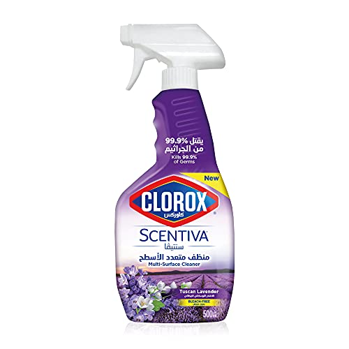 Clorox Scentiva Spray Multi-Surface Cleaner 500ml Tuscan Lavender No Bleach Kills 99.9% of Viruses & Bacteria