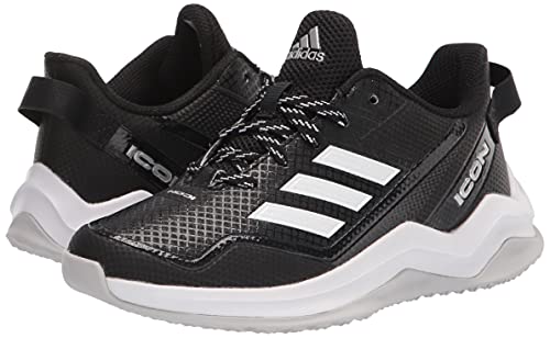Adidas Boy's Icon 7 Turf Baseball Shoe, Black/Silver Metallic/Silver Metallic, 1.5 Little Kid #TOP6