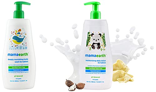 Mamaearth Daily Moisturizing Natural Baby Lotion (400 ml) & Mamaearth Deeply Nourishing Natural Baby wash (400 ml, 0-5 Yrs)