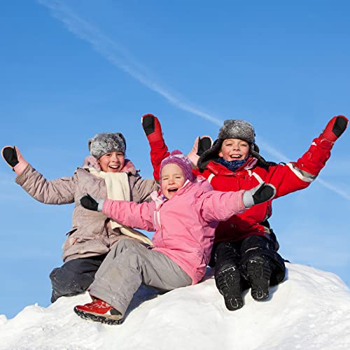 3 Pairs Winter Kids Mittens Snow Gloves Thick Ski Mittens Warm Waterproof Windproof Mittens For Skiing Riding (Gray, Pink, Red,1-3 Years Old) #TOP5