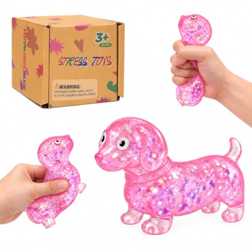 Graphinza 4.33in TPR Dachshund Squeeze Toy, Durable Autism Stress Relief