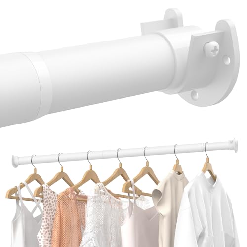 Closet Rods for Hanging Clothes, 17-99 inches Stepless Adjustable Metal Closet Rod, 1.3 Inches Heavy Duty Clothes Hanging Rod for Closet Wardrobes Laundry RV, White by Supforce - Used condition - CA$25.66
