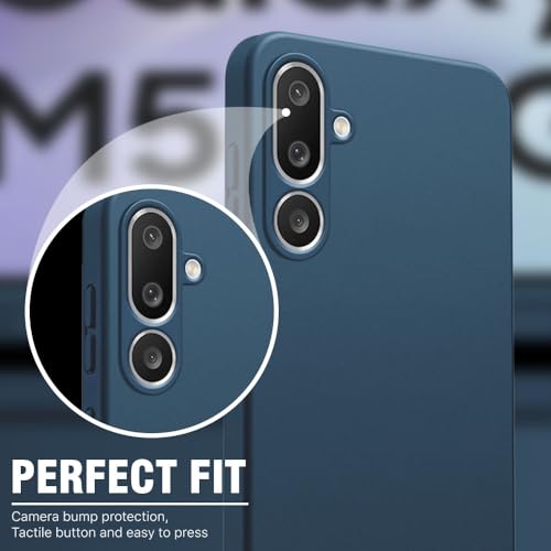 Image of WOW IMAGINE Back Cover for Samsung Galaxy M56 5G | Galaxy F56 5G | Ultra Slim Soft Rubberised Case | Inner Velvet Fabric | Matte Silicone Flexible Mobile Case | Camera Protection - Blue