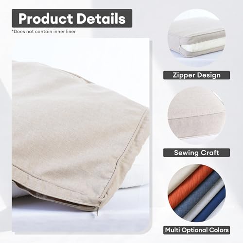 ovios Patio Cushion Covers, Waterproof Cushion Cover for Outdoor Furniture, Sofa, Couch, Ottoman Seat Back Cushion Cover with Zipper (8 Covers, Beige)