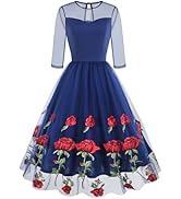 Amazon.com: Floral Embroidery Dress for Women Sheer Mesh Vintage Cocktail  Dress V-Neck Sleeveless Floral Embroidered Mesh Dress Women's Cocktail  Party Fit Flare A-line Swing Dress Black+Apricot Peony Small : Clothing,  Shoes &