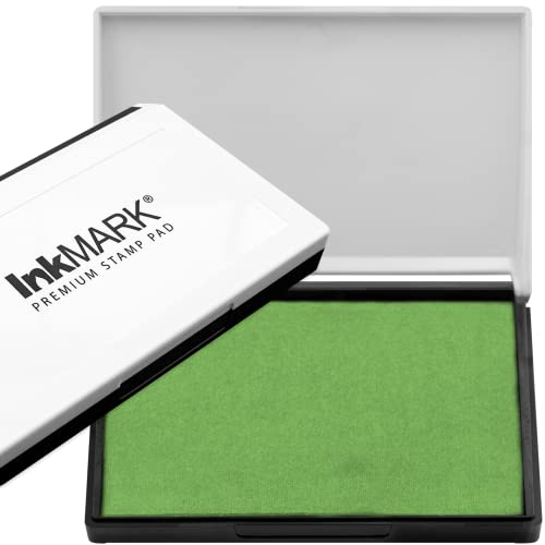 InkMark Premium Stamp Pad Medium Size 2" x 4" - for Traditional Rubber Stamps - Olive Green Color