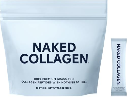 Image of NAKED Collagen Stick Packs - Pasture-Raised, Unflavored Grass-Fed Hydrolyzed Collagen Travel Pack, Paleo Friendly, Non-GMO, Keto, Gluten Free, 30 Sachets
