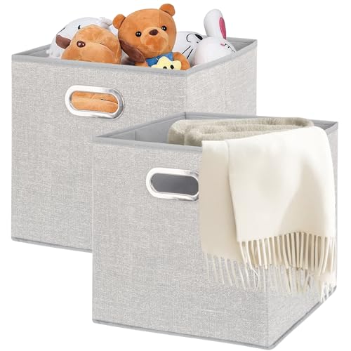 ARVINKEY 2 Pack Foldable Storage Boxes, 20L Non-Woven Fabric Storage Cubes with Handles, Collapsible Storage Cube Basket Organiser Bins Containers for Toys, Books, Closet, Home, Office