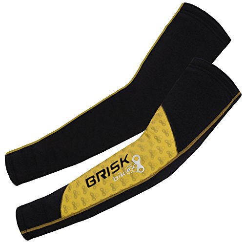 Brisk Ciclismo Brazo más Caliente Manga Suave Shell compresión térmica (Amarillo, S/M)