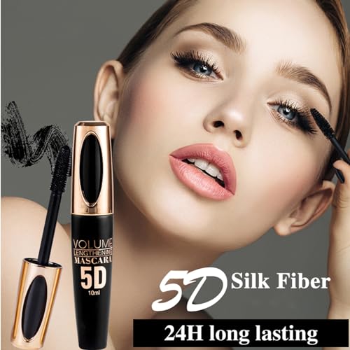 5D Silk Fiber Sky High Eyelash Mascara, Waterproof Long Lasting Thick Mascara black, Gives Lashes Volume, No flakes, No Smudge, No Clumping, Long Lasting All Day, Hypoallergenic Formula (Black) - Image 5