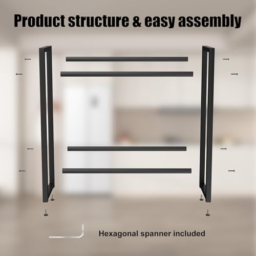 TESSTINA Getränkekistenregal für 4 Kisten, Trag. 300KG, Getränkeregal aus Metall, Kistenregal mit Höhenverstellbaren Kunststofffüßen, Getränkekistenhalter zur Platzersparnis, Schwarz (4 Kisten)