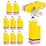 Caja de caramelos para lápices, caja de palomitas de maíz, caja de caramelos, recuerdos de fiesta, recipientes de papel para aperitivos, caja de aperitivos de bienvenida para la escuela, 12 piezas de