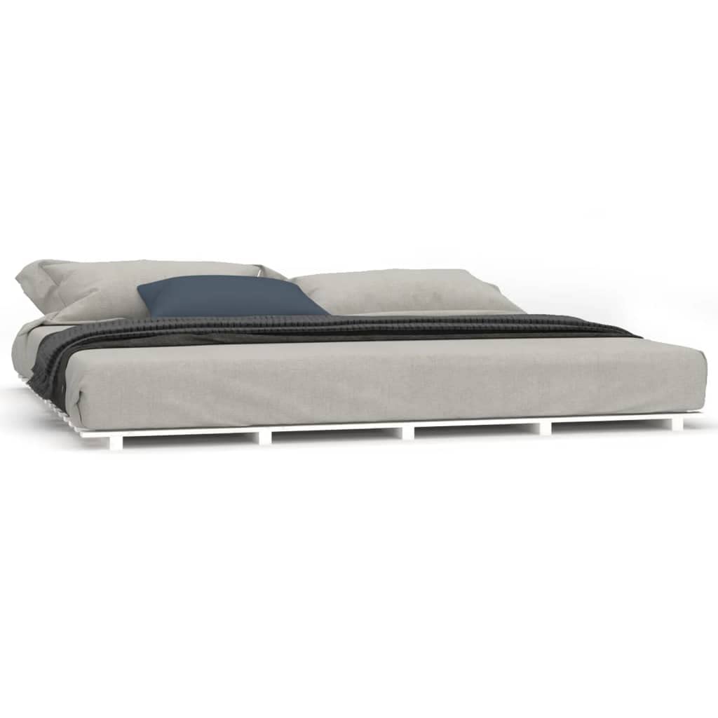 Letto tipo Montessori,Struttura letto ad altezza 5 cm per bambini e anziani,Giroletto Bianco 200 x 200 cm in Legno Massello di Pino Utilizzabile per Camera degli ospiti Appartamenti Albergo