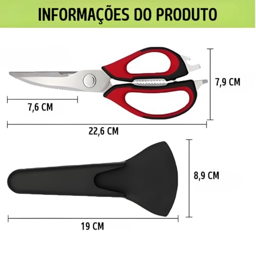Tesoura de Cozinha Multifuncional, Tesoura Culinária em Aço Inoxidável Inox Destacável e Resistente,