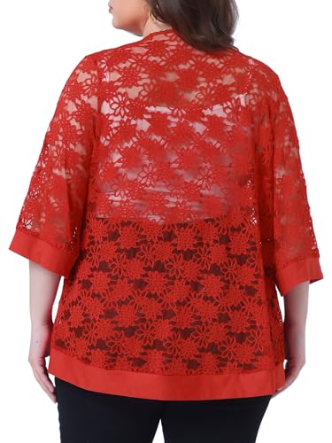 Image of Agnes Orinda Plus Size Cardigans for Women 3 /4 Sleeve Open Front Lightweight Sheer Shrug Lace Bolero Cover Up