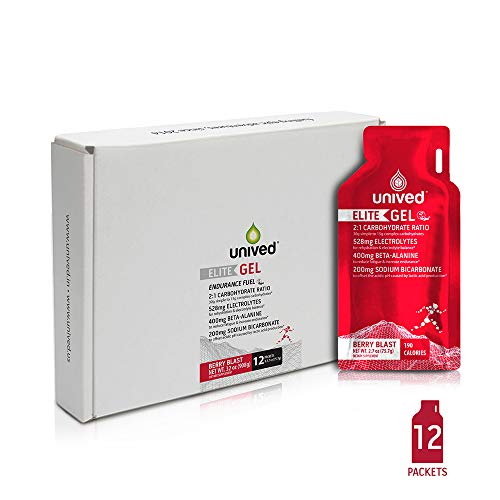 Image of Unived Elite Gel, 2:1 Carbohydrate Ratio, 45g Carbs, 528mg Electrolytes, 400mg Beta-Alanine, 200mg Sodium Bicarbonate, Sports Nutrition Energy Gel, Vegan & Gluten-Free, Berry Blast, 190kcal