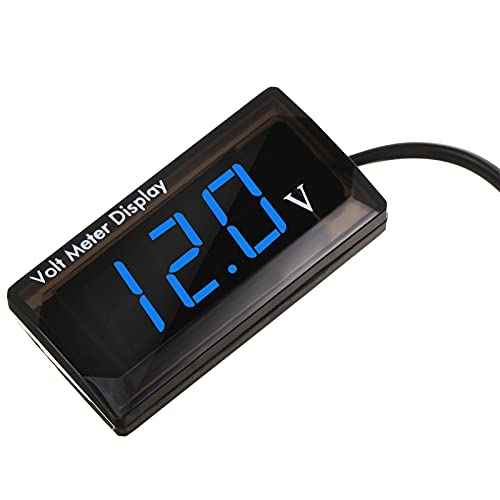 2 Pieces DC 4 to 28V Car Digital Voltmeter 12V Voltage Meter Car Audio Gauge LED Display 12V Waterproof Voltage Gauge Meter for Motorcycle(Blue Light) by Frienda - Image 2