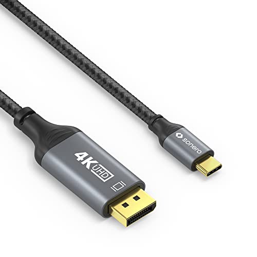 Sonero® 4K USB-C to DisplayPort Cable, DisplayPort Male to USB-C Male, 4K 60Hz, 21.6 GB/s, Cotton Coat, Grey/Black, 2.00 Metres - Image 3
