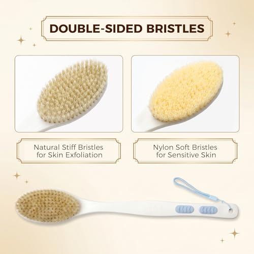 Bubbob Back Scrubber for Shower with Long Handle, Exfoliating Bath Brush for Body - Double - image 2