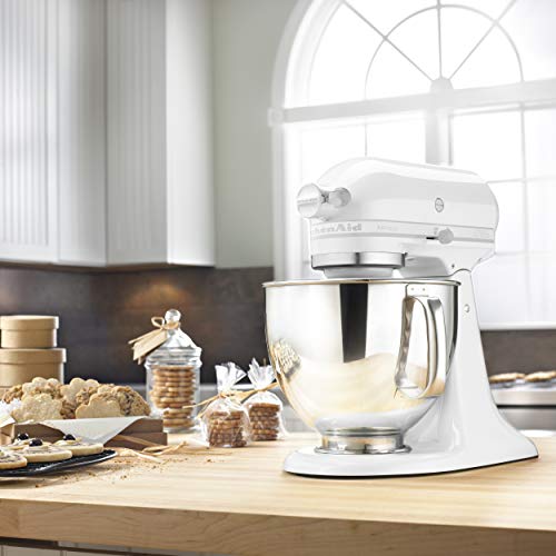 Image of KitchenAid KSM150PSWW Artisan Series 5-Qt. Stand Mixer with Pouring Shield - White On White