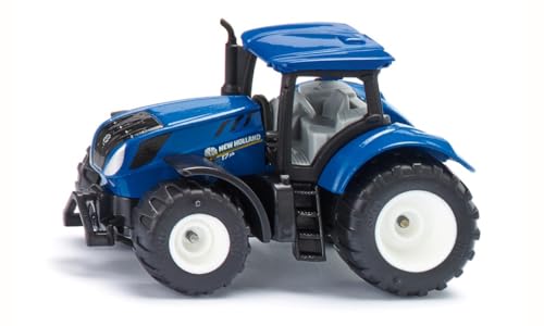 siku 1091, New Holland T7,315 Tracteur, Métal/Plastique, Bleu, Cabine amovible et boule d'attelage