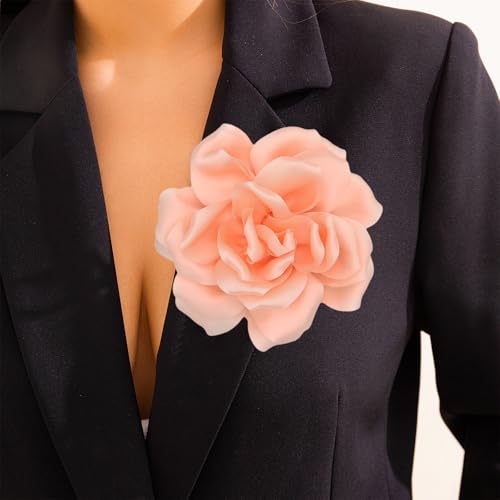 Image of Flower Brooch Pins for Women 5.5in Lapel Pins Large Rose Floral Brooches Dainty Satin Fabric Brooches Rose Flower Hair Clips Wedding Party Dance Clothes Accessories Jewelry