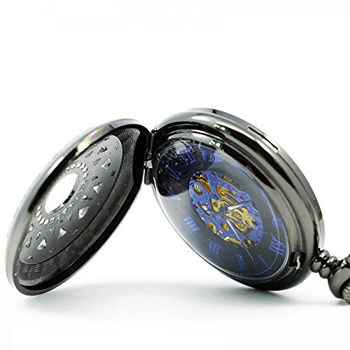 Vinatge Caixa de flores vazadas bronze azul número romano mostrador esqueleto mão vento mecânico rel