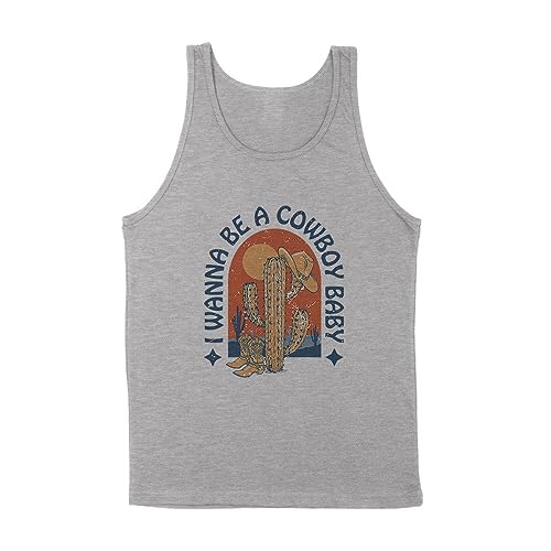 TeesAndTankYou I Wanna Be A Cowboy Baby Tank Top Unisex X-Small Grey
