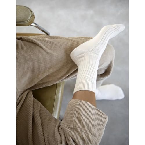 Image of Fszsaa Fun Novelty Crew Socks Solid Cotton Socks Unisex Solid Dress Socks for Women Ribbed Tube Socks, 3pack-white