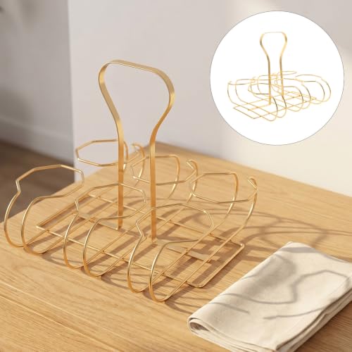 SAFIGLE 6 Slot Bottle Holder Metal Wine Carrier with Handle, Sturdy Iron Multi-Bottle Drink Caddy for Picnic and Wedding Bar Display, Reusable Desktop Storage Basket, Farmhouse Style, - Image 9