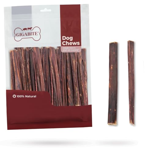 GigaBite Single Ingredient All Natural Free Range Bully Treats and Chews - Bully Sticks/Bladder Sticks/Beef Esophagus by Best Pet Supplies - Esophagus Sticks (6 Inch), Pack of 40