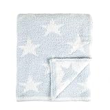 Tadpoles Ultra Soft Reversible Chenille Baby Blanket, for Baby Boys and Girls, Stars, Blue, 30 x 40 inch