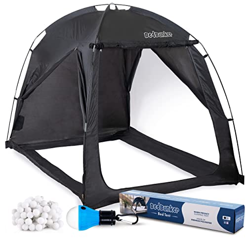 Bedbunker Bed Tent Twin Or Full Size | Twin Bed Tent With 3 Doors And Led Light | Bed Tent Full For Kids And Adults | Privacy Tent Bed For Drafty Rooms (Full Black) #TOP1