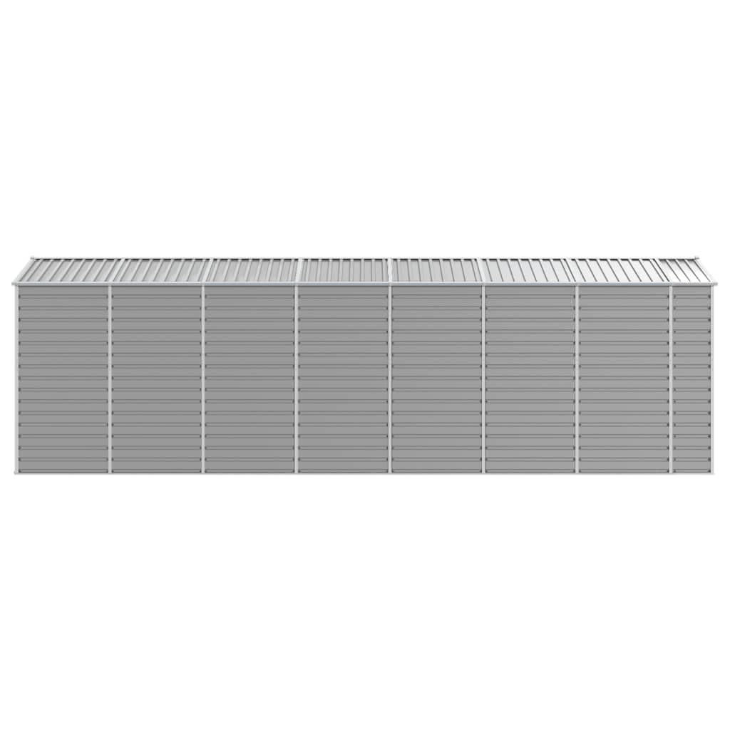 Domek ogrodowy jasnoszary 191x640x198 cm stal ocynkowana | Przechowywanie zewnętrzne, 4 kratki wentylacyjne, pochylony dach, praktyczne uchwyty