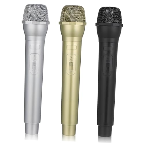 Gogogmee 3 Pièces Microphones Plastique Rétro Simulation pour Garçon Fille Accessoires de Scène pour Fête Anniversaire Karaoké Danse