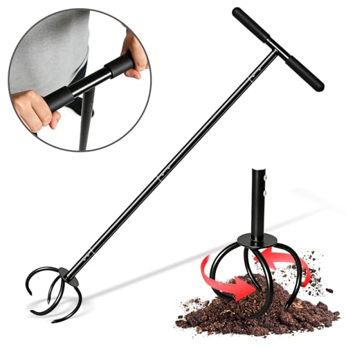 Heavy Duty Hand Tiller for Gardening, Long Handle Manual Garden Cultivator & Soil Aerator, Twist Garden Claw for Hard Soil, Clay, Raised Beds & Vegetable Gardens, Powder Coated Steel by Amorest - Used condition - Image 8