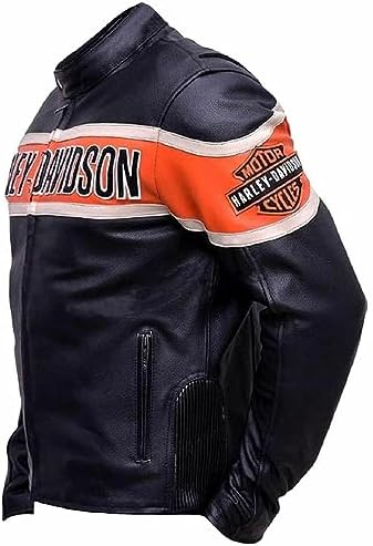 The Black Harley Biker Victoria Lane Jacket For Mens Davidson Motorcycle Style Leather Jacket