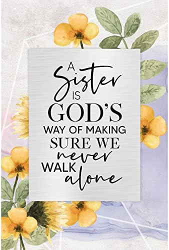 DEXSA Sister Wood Plaque with Inspiring Quotes 6x9 - Classy Frame Wall & Tabletop Decoration | Easel & Hanging Hook | A Sister is God's way of making sure we never walk alone | Made in the USA image 3