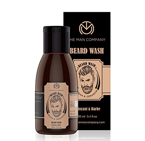 The Man Company Beard Wash & Shampoo with Argan & Geranium Essential Oils, 3.4 Fl Oz - For a Soft, Clean & Healthy Beard