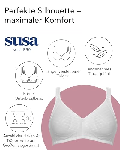 Susa Baumwoll BH Damen ohne Bügel Topsy Plus I weiß I 95E – Ansicht 7