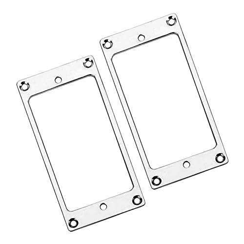 Cheerock Chrome Humbucker Pickups Cover Mounting Ring Set Replacement Part Compatible With Flat Body Electric Guitar Or Precision Bass (2Pcs) (Silver) #TOP3