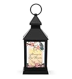 Napco Imports LED Decorative Home or Garden 9.5 x 4 Inch Memorial Flameless Candle Lantern Black Always in Our Hearts