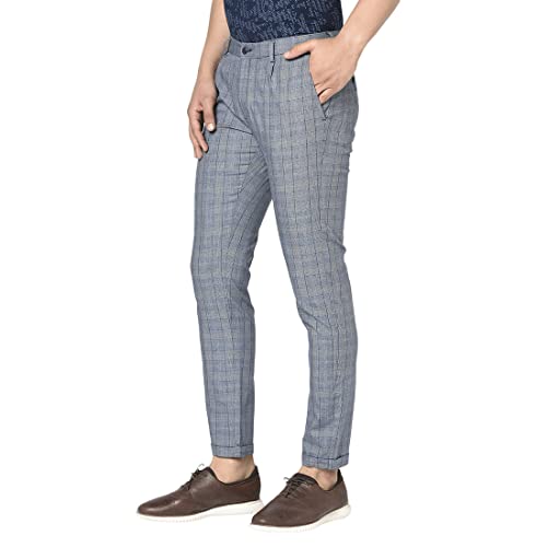 Image of blackberrys Checks Cotton Blend Skinny Fit Mens Trousers (S21BB77A2JS21F1-P)