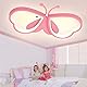 LUOLONG LED Kinder Deckenlampe Schmetterling Deckenlampe Dimmbar Acryl Deckenleuchte Kinderzimmer Kreative Deckenlampe Mädchenzimmer Schlafzimmer Cartoon Deckenleuchte-rosa 62cm