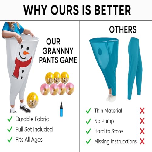 Granny Pants Yard Game – Giant Stretchy Pants Outdoor Relay Set with 10 Bouncy Balls & Pump, Hilarious Backyard Party Game for Adults, Field Day, Team Building & Family Reunions by KYWYOYOU - Image 3