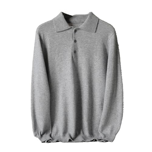 Men's Cashmere Sweater Winter Knitted Jumper Soft Top Long Sleeved Warm Pullover Gray