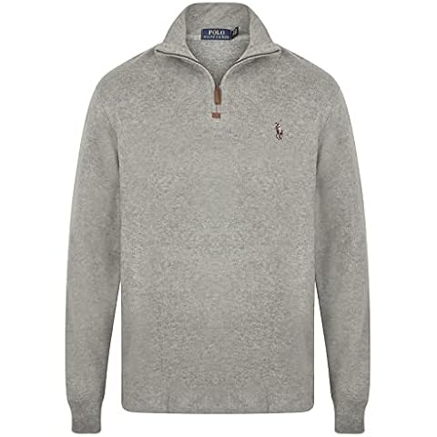 Ralph Lauren Men's French Rib Half Zip Pullover, Grey Cover