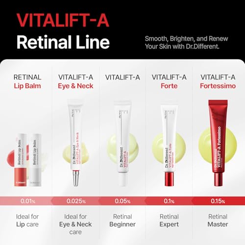 Dr.Different VITALIFT-A Fortessimo Retinal 0.15% - Clinical Grade Anti-Aging Cream for Wrinkle Reduction, Elasticity, Hydration, Lifting with Vita A, K-Skincare made by Korean Dermatologist, 1.06oz