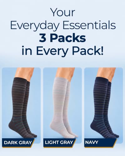 Image of Pembrook Bamboo Viscose Light Compression Socks - 3 Pairs | 8-15 mmhg Compression Socks | Knee High Comfort Support Socks